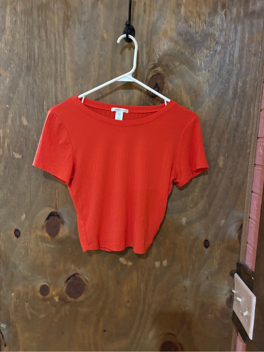 Bozzolo Deep Orange Short Sleeve Crop Top L